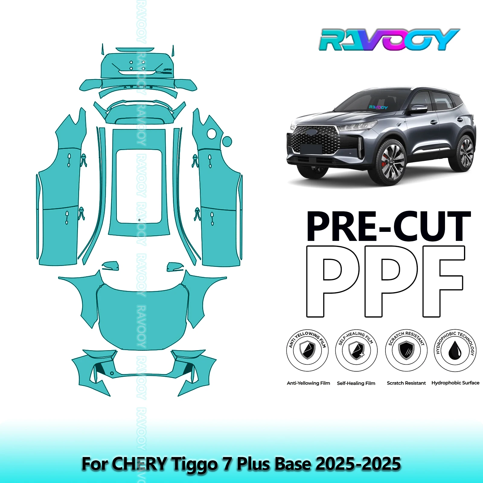 

Full Vehicle Clear Bra Precut PPF Paint Protection Film For CHERY Tiggo 7 Plus Base 2025-2025