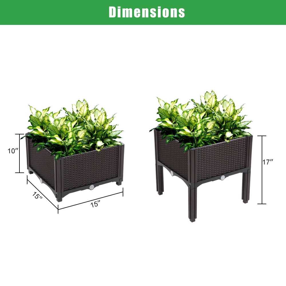 2PCS brown free splicing injection molding planting box, suitable for gardens, terraces, balconies, restaurants, cafes