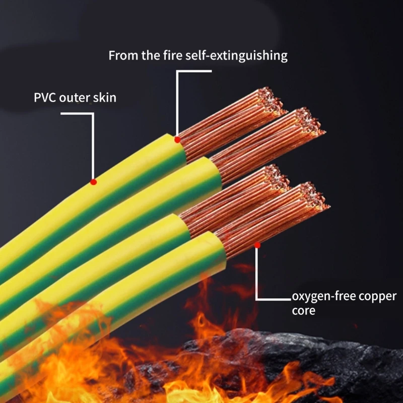 652F Yellow Green Grounding Wire With O-Rings Terminals Solar Photovoltaic Panel Ground Wiring Connection Hole Size 9mm