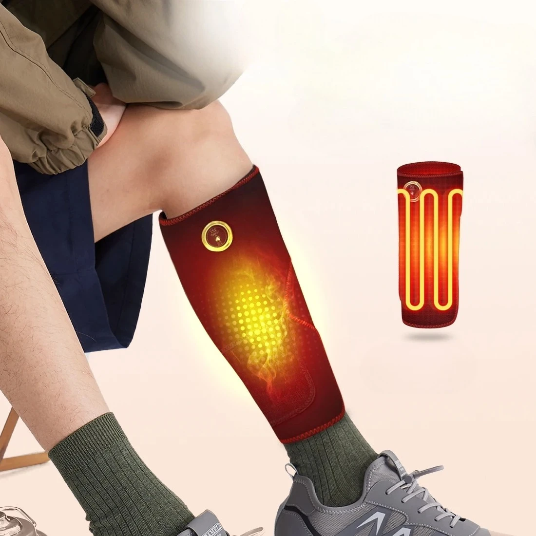 Masajeador de piernas con calefacción eléctrica, envoltura completa, estanqueidad ajustable, termoterapia muscular de pantorrilla, alivio del dolor, aumenta la circulación sanguínea