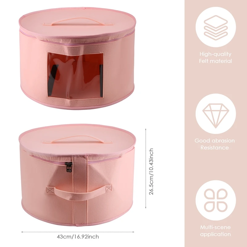N15R-Hat Box Organizer Round Travel Hat Boxes Foldable Hat Storage Bag With Dustproof Lid Large Hat Storage Box Hat Boxes