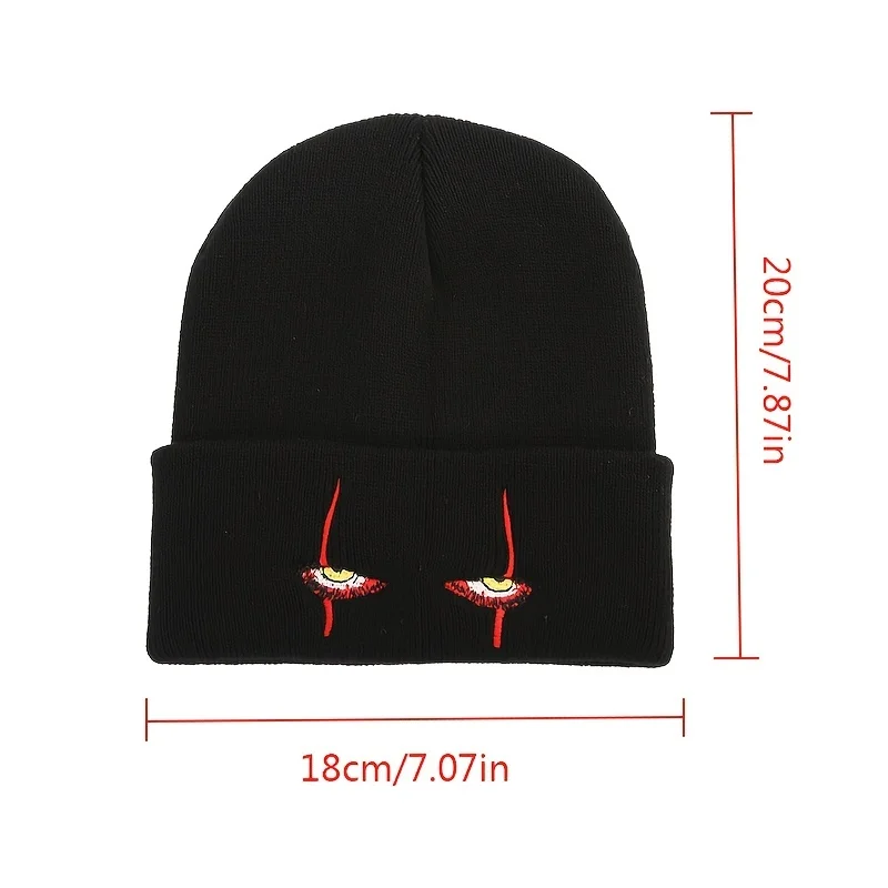 Women Autumn Winter Warm Beanie Cartoon Eye Embroidered Men Skull Cap Unisex Cosplay Knitted Hat Fashion Ski Bonnet Dropshipping