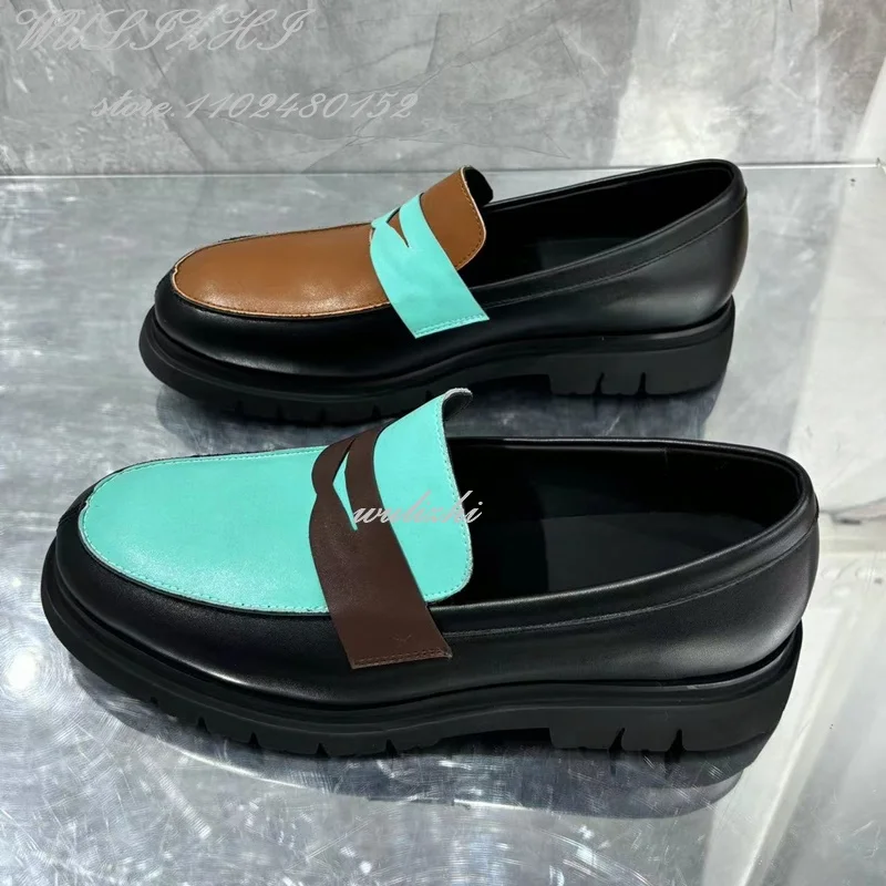 Green Brown Leather Loafers Men Black Heightening Platform Casual Sneakers Large Size 48 Office Sporty Party Shoe Concise Spring