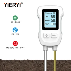 Yieryi Soil PH Meter LCD Digital PH Moisture Temp Tester Dual Needle Acidity Detector for Hydroponics Potted Plants Garden Farm