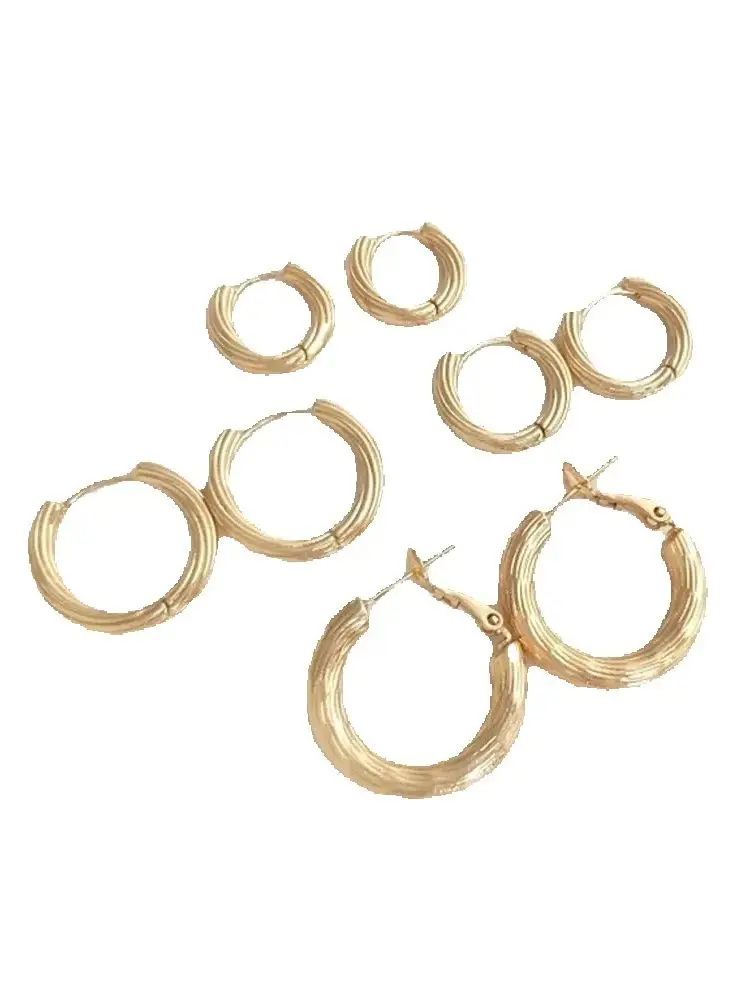 

Ear Buckle 14K Gold-Color Round Twist Earrings Handmade DIY Fashion Simple Light Luxury Ear Accessories Material Accessories