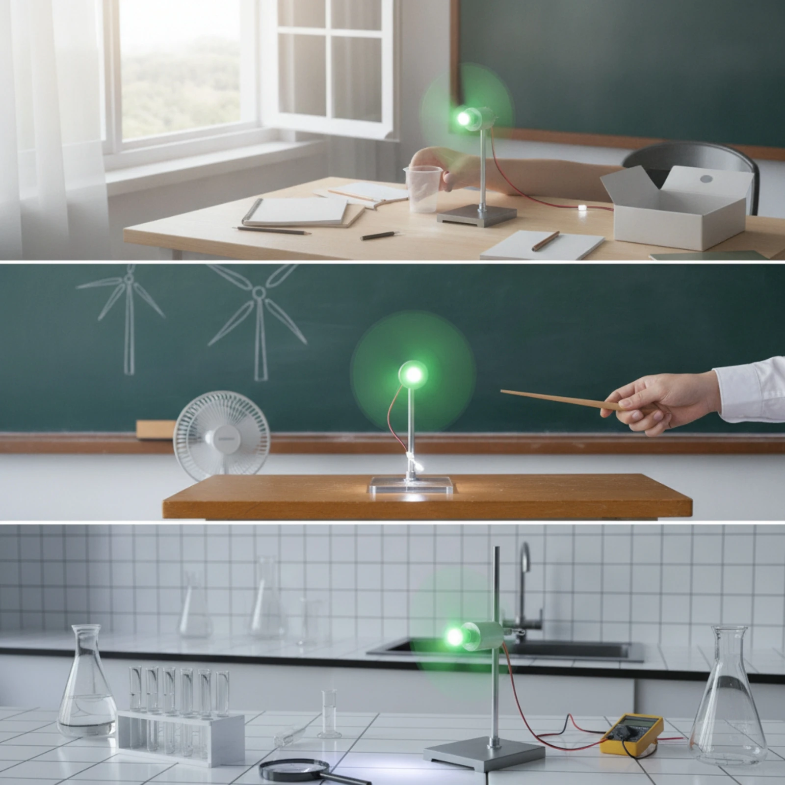 Wind Generator with LED Compact Wind Turbine with Propeller DC Motor Generator STEM Renewable for Students - view 4