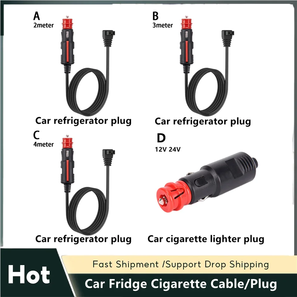 Car Fridge Cigarette Cable / Plug Cooler Charging Replacement Line 12A For Car Refrigerator Warmer Extension Power Cable