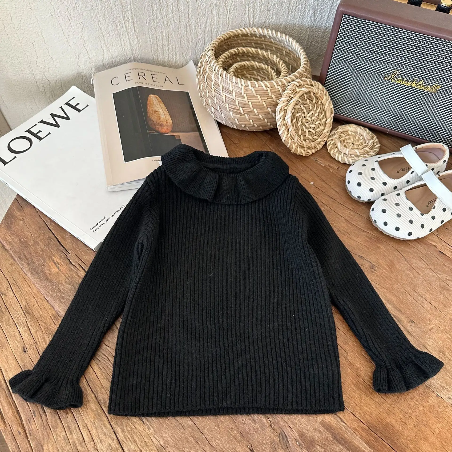 Children Clothes Girls Sweater 2024 Winter New Fashionable Korean Style Sweet All-match T Shirt Girls Soft Stretch Sweater image 5