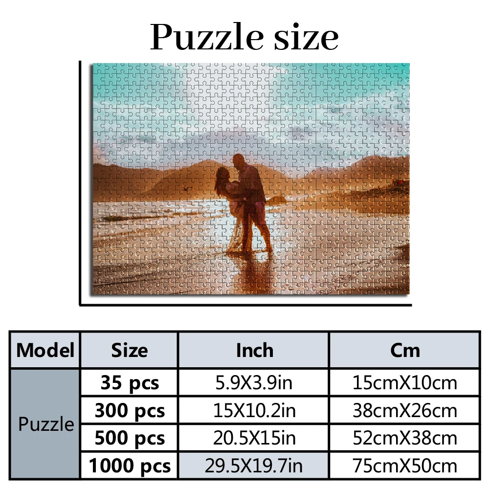 Personalized Custom Photo Puzzle Customize Desert Sunset Embracing Couple Theme Puzzle Custom Gift Jigsaw Puzzle Jigsaw Board
