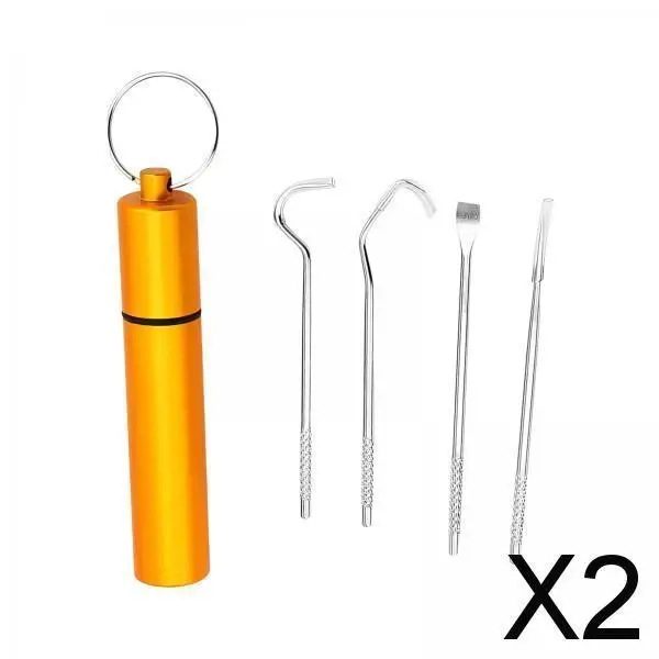 

2X 4x Toothpick Set Portable with Holder Case Toothpick Hook for Picnic Camping