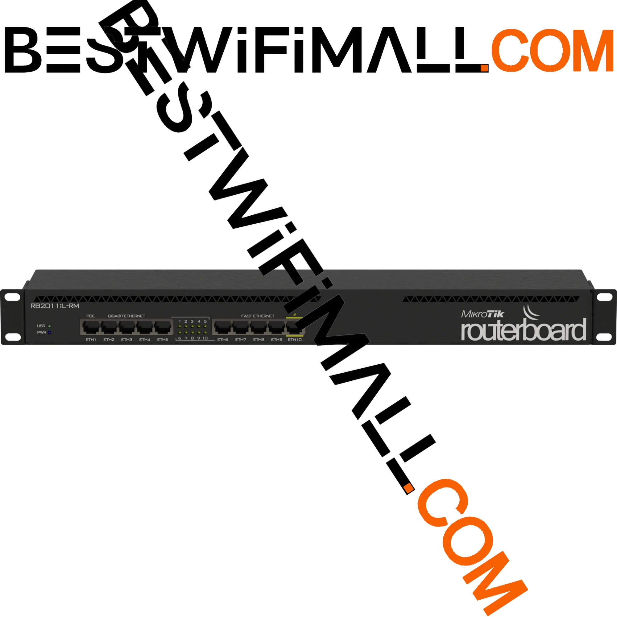 

Маршрутизатор MikroTik RB2011IL-RM 600 МГц 64 МБ с пассивным PoE, 5 портов 10/100 Мбит/с, 5 портов 10/100/1000 Мбит/с