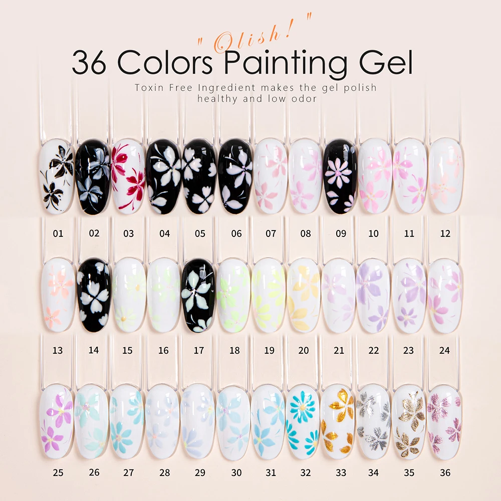 

Vendeeni 36 Colors/set Painting Gel Nail Polish UV LED Drawing Graffiti DIY Design Nail Varnish With Color Card TPO/HEMA FREE
