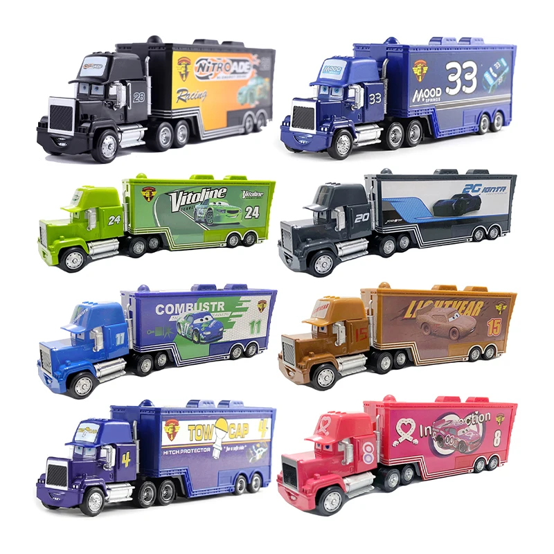 

Disney Pixar контейнер для автомобилей Trucks Mack 15, игрушечный автомобиль из серии «грязь» Маккуин, гоночный Джексон шторм 1:55, литой под давлением, аниме, игрушечный автомобиль, детские подарки