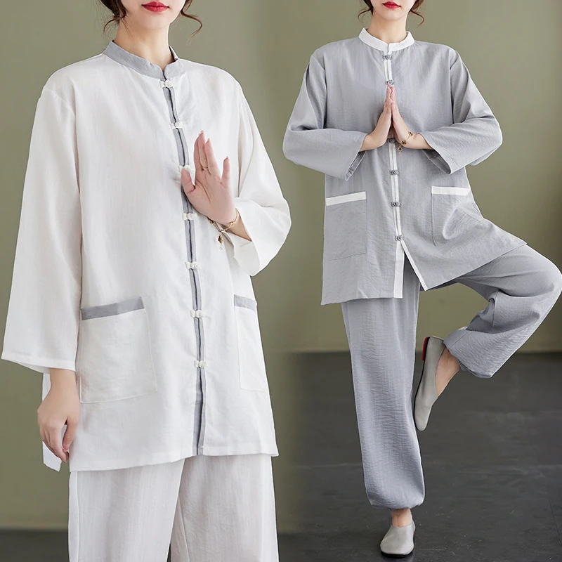 2024 chinese style unisex tai chi practice suit elegant tai chi kungfu performance outfit loose comfortable morning exercise set