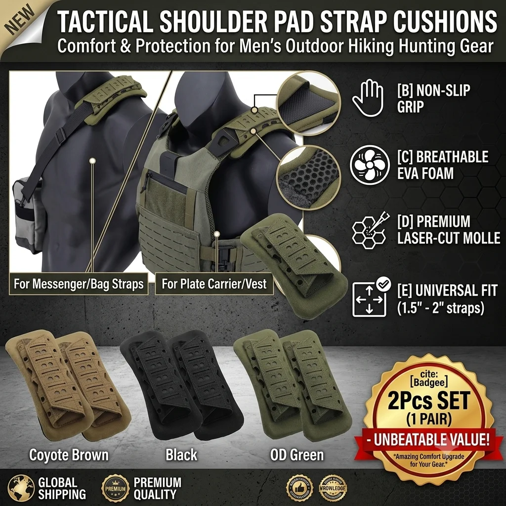 

Tactical Backpack Shoulder Pad Strap Cushion 1/2Pcs Non-Slip Breathable EVA Foam Protector For Outdoor Hiking Hunting Gear Men