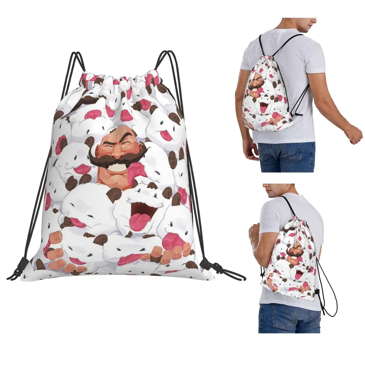 Poros League Battle Game Legends Backpacks Portable Drawstring Bags Sundries Bag Book Bags for Man Woman Students