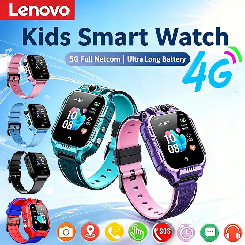 Lenovo 2026 Neue 4G GPS Wasserdichte Kinder-Smartwatch Reloj Inteligente Niños SIM-Karte Anruf Kamera Mini Elektronische Uhr Geschenk
