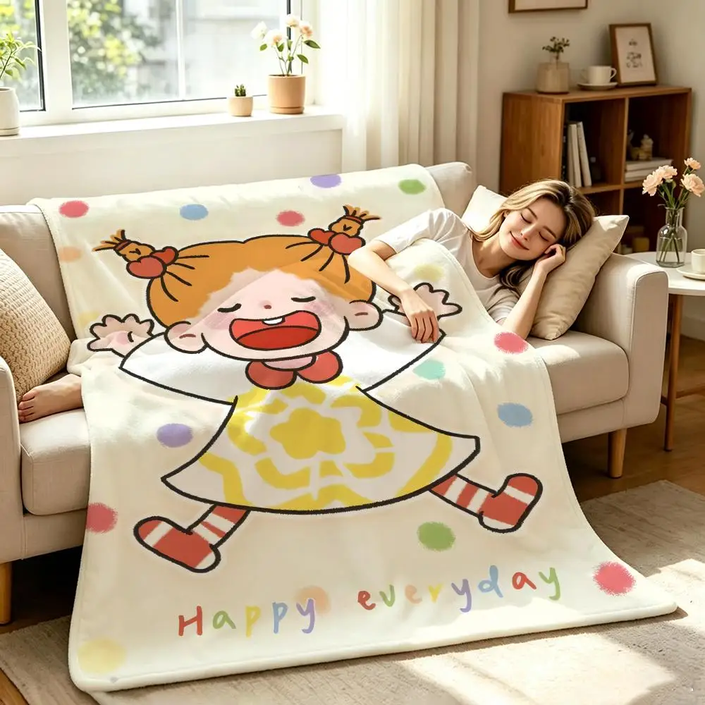 Character C-Coco G-Girl Throw Soft Warm Flannel Throw Blanket, Multi-use for Sofa Bed Office Nap