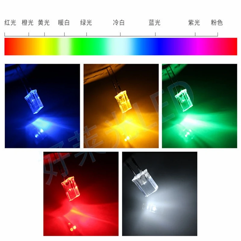 100PCS Square 2x5x7  2x3x4 square LED 234  257 LED light-emitting diode White Yellow Red Green Blue electronic diy kit