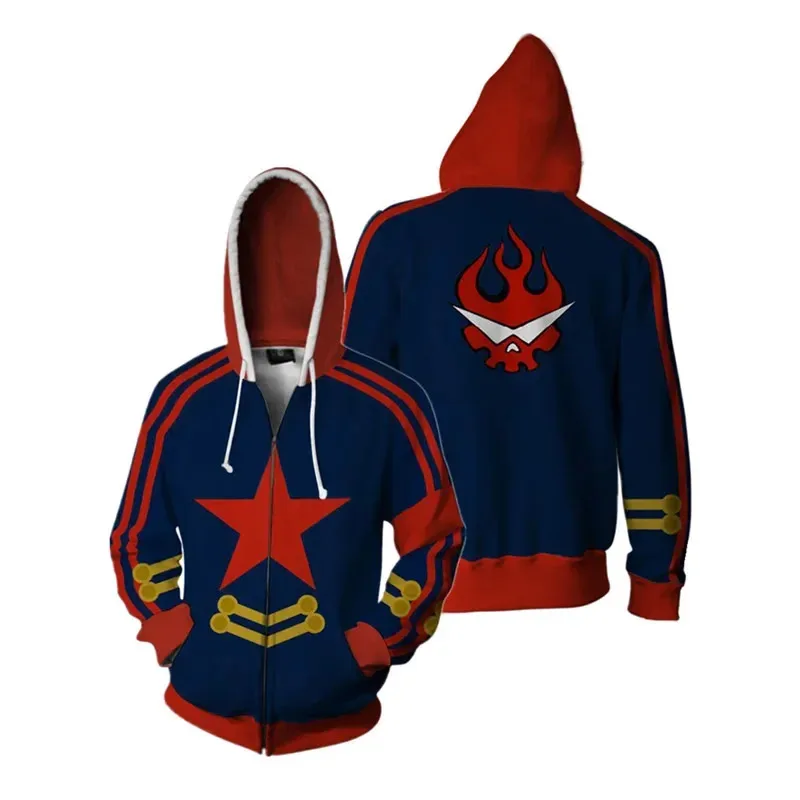 Tengen toppa gurren lagann cosplay anime moletom com capuz 3d novo outono inverno jaqueta com zíper adolescente casaco casual