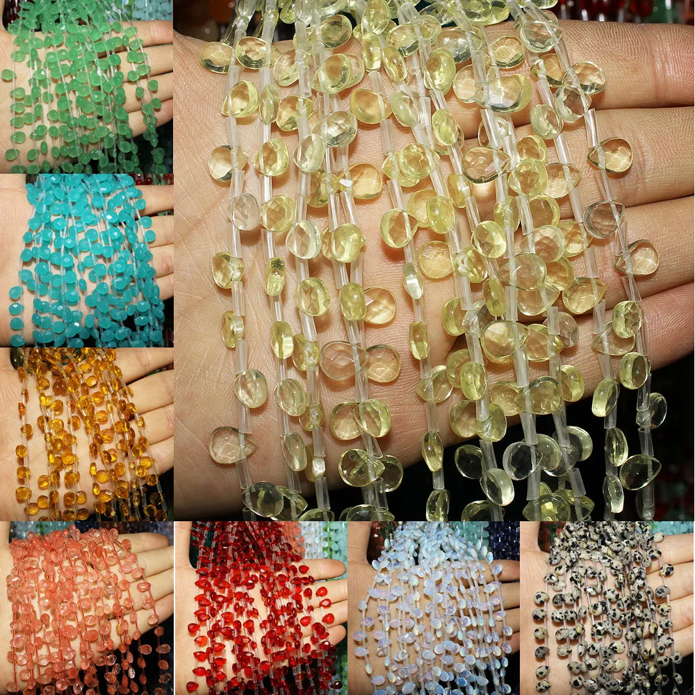 Natural Stone Loose Beads Crystal Aventurine Lapis Lazuli 7*9mm Drop-shape Beaded for Jewelry Making DIY Bracelet Necklace Parts