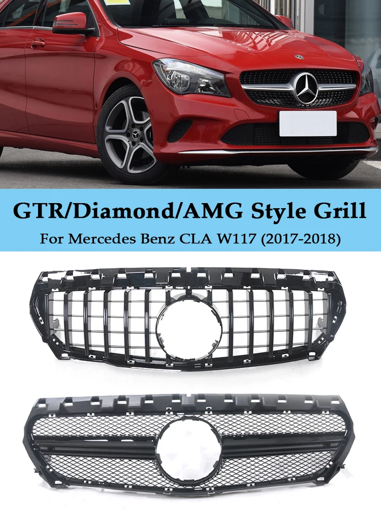 CLA45 CLA35 Style Racing Grille Facelift Cover For Mercedes CLA W117 2017-2018 Front Bumper GT Diamond AMG Grill Car Accessories