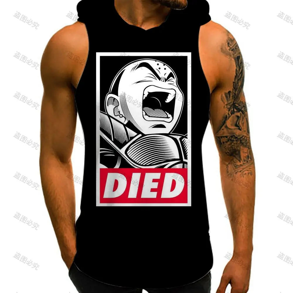 Y2k Vest With Hood Tank Tops GYM Top Vegeta Dragon Ball Z Men\'s Clothes Anime Bodybuilding Shirt Super Saiya Clothing Male Goku