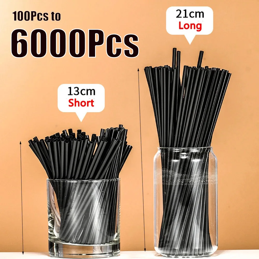 50-6000PCS Black Straws Flexible Drinking Straws Cocktail Straws plastique Drink Tube Straw for Wedding Tea bar Party Wholesale