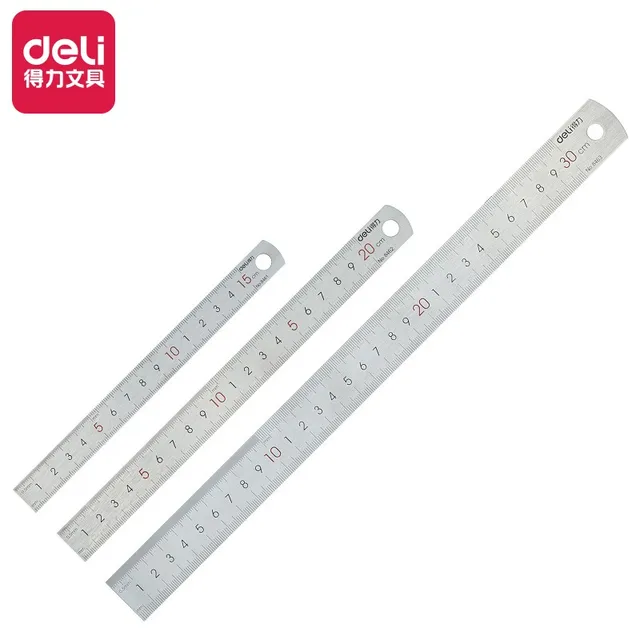 Deli Stainless Steel Ruler for Students And Woodworkers Straight Edge Measuring Tool for Drawing And Drafting 15/20/30/50cm 6