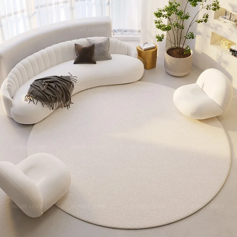 

Living Room Carpet Bedroom Bedside Round Floor Mat Machine Washable Foldable Rug High-end Light Luxury Large Area Soft Carpets