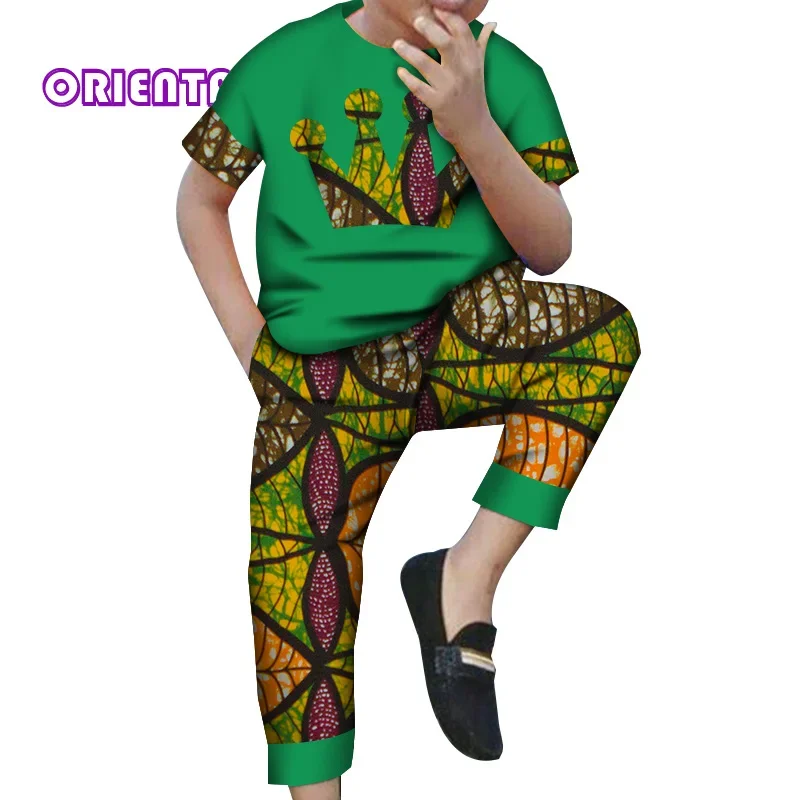 In Stock Boy Kids African Clothes Fashion Print Suit Set 2 Pieces Set Child African Outfits WYT540-XH