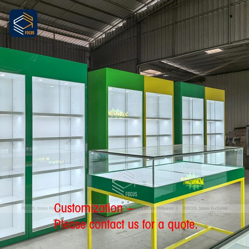 custom.Custom Retail Glass Display Cabinet Modern Shop Fixture Tempered Glass Shelving Unit Full Showcase