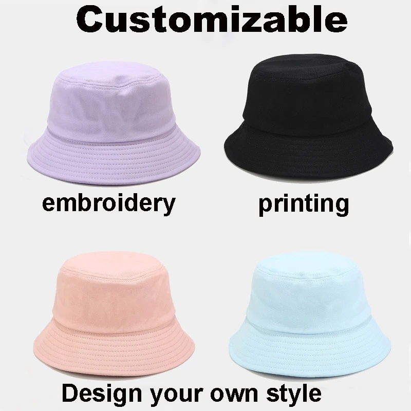 Customizable Bucket Hat Embroidery Printing Design Your Own Style Cotton Fisherman Cap for Men Women