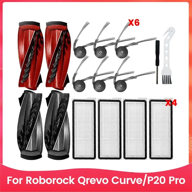 

Hot Deal-For Roborock Qrevo Curve/P20 Pro Robot Vacuum Cleaner Parts Main Side Brush HEPA Filters Accessories