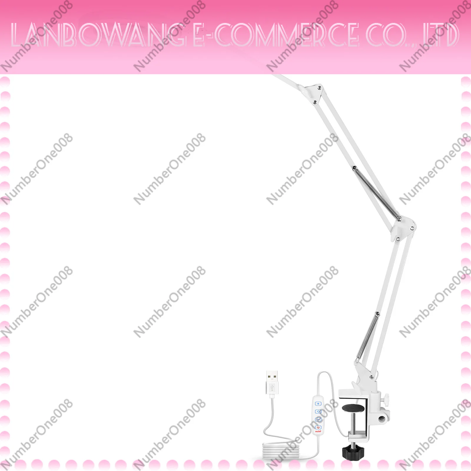 American Style LED Magnifying Desk Lamp with Clip,5Diopter 3D Magnifier for Repair Reading Painting,Stepless Dimming Clamp Light