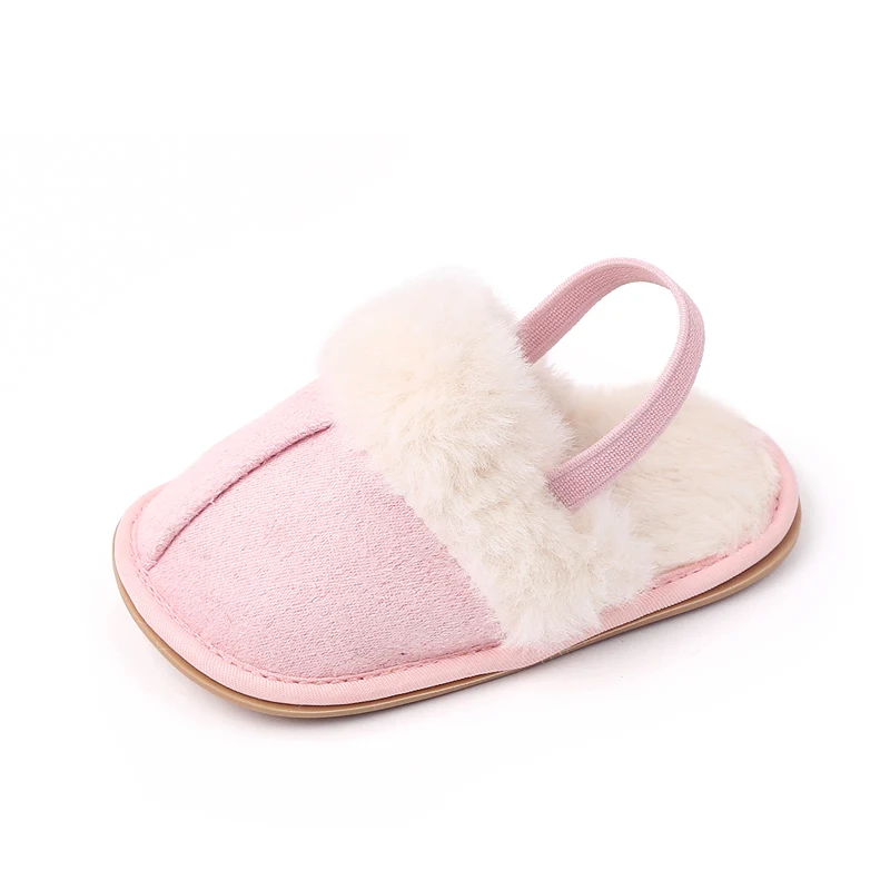 Fluffy Baby Slides Slippers Soft Plush Warm Non Slip House Shoes for Toddlers Boys Girls Winter Indoor Outdoor