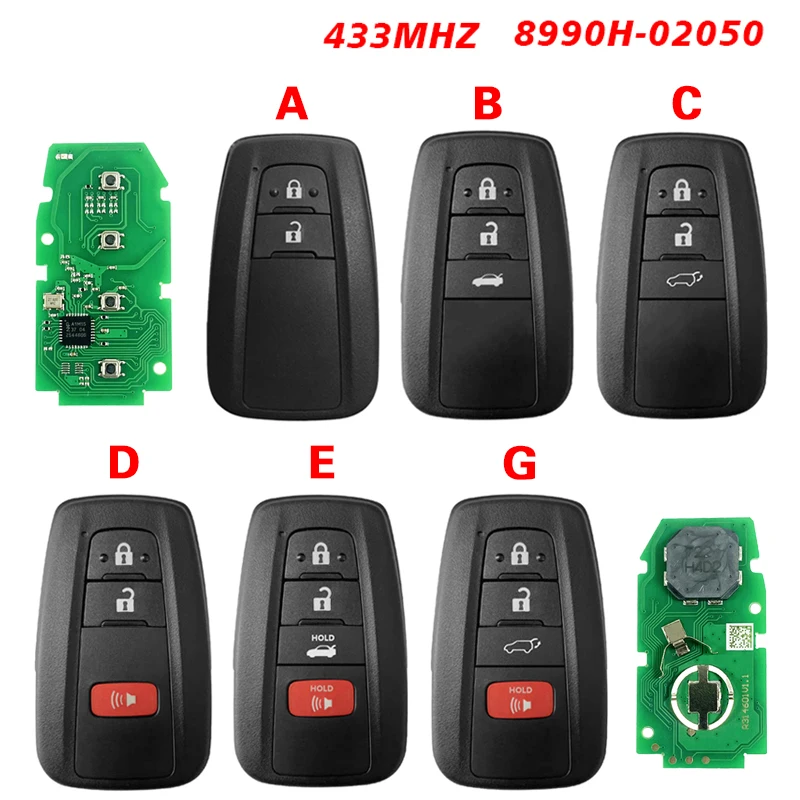 CN007269 ما بعد البيع 2/3/4 أزرار مفتاح بعيد ذكي 4A رقاقة 433 ميجا هرتز FCC 8990H-02050 B2U2K2R لتويوتا كورولا 2019 +