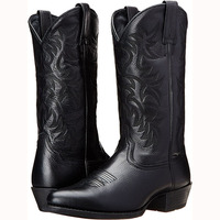 Men Boot 2025 Mid Calf Western Cowboy Motorcycle Boots Male Autumn Outdoor PU Leather Totem Med Heel Fashion Designed Men Boots