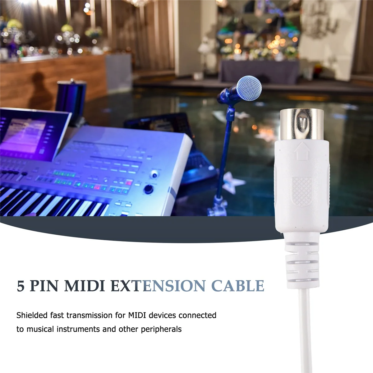 MIDI Extension Cable to Male 5 Pin 1.5/4.95FT High Quality 5 Pin Male to 5 Pin Male MIDI Extension Cable