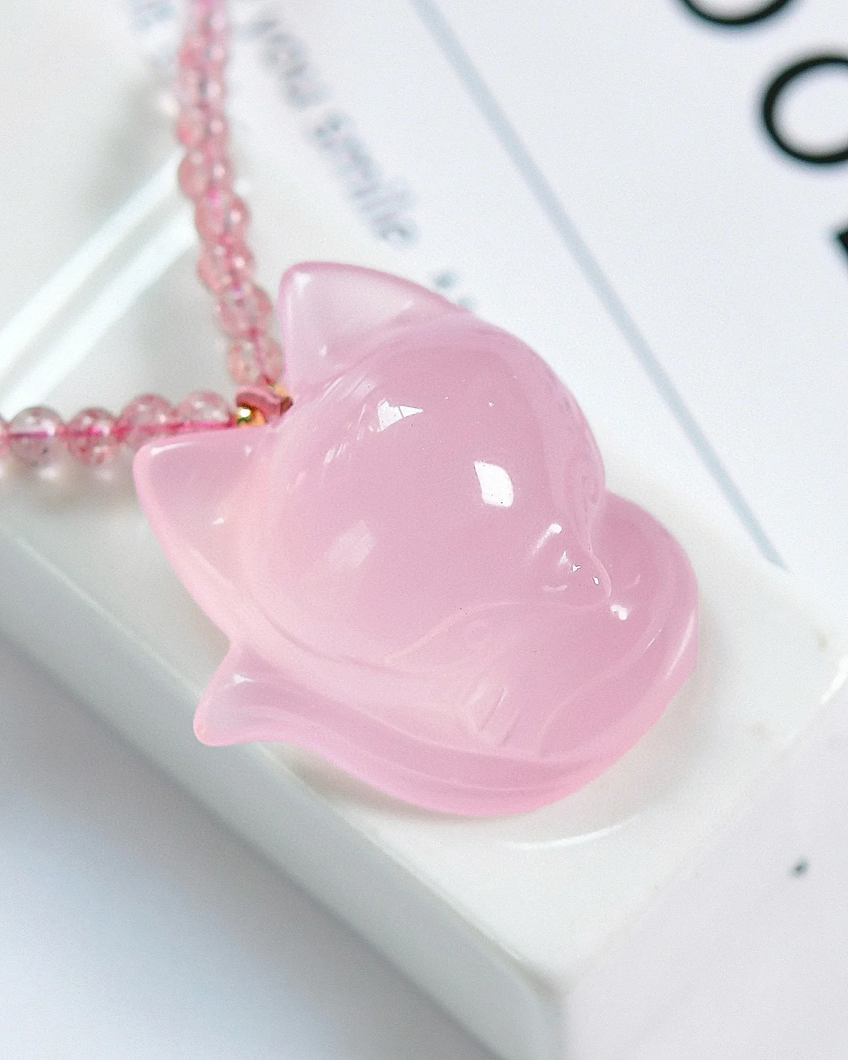 

Женское ожерелье с подвеской из натурального розового кварца, лиса, розовый кварц 34,7*18*9 мм, ювелирные изделия с кристаллами лисы и любви AAAAA