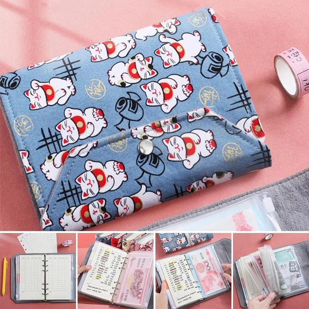 

Cute Lucky Cat Saving Money Notebook Diary Agenda Planner Save Money Money Saving Challeng Large Capacity DIY Binder Notebook