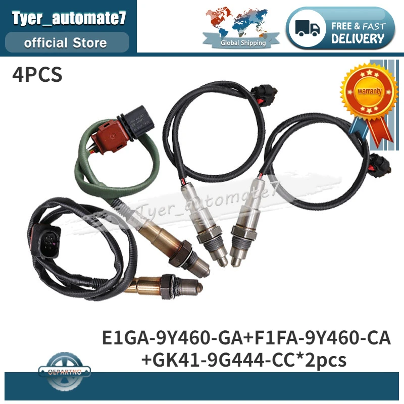 4Pcs O2 Lambda Oxygen Sensor E1GA-9Y460-GA F1FA-9Y460-CA GK41-9G444-CC For 2019-2021 FORD EXPEDITION 3.5L