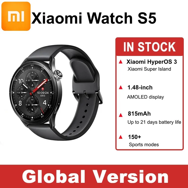 Xiaomi Watch S5 Smartwatch 1.48" AMOLED Screen 21 Days Battery Life Day Health Monitoring 150+ Sports Modes Global Version