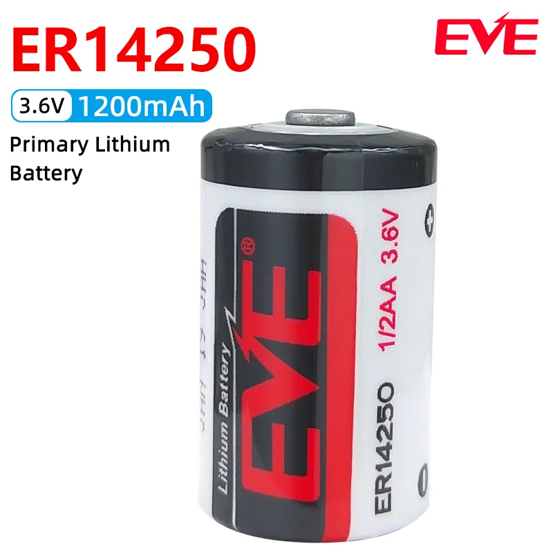 EVE ER14250 3.6V 1200mAh 1/2AA Li-SOCl2 Battery for Smart Meter PLC Alarm Memory Backup Replaces LS14250
