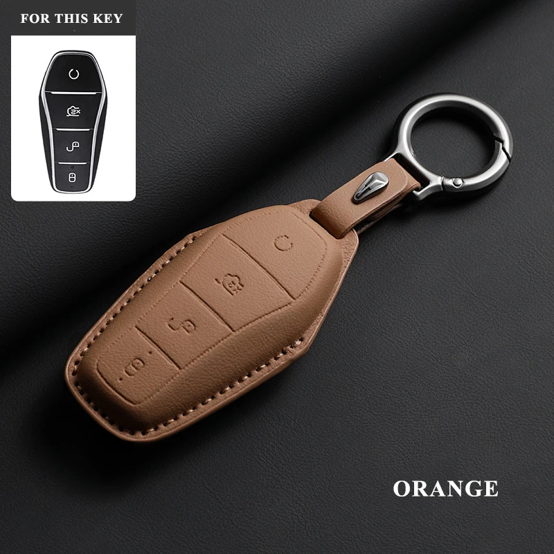 Hochwertige Leder-Schlüsselhülle für BYD Sealion 7 Song Plus Seal U DM-i Song Pro Dolphin Atto Schlüsselanhänger Autozubehör – Detail 7
