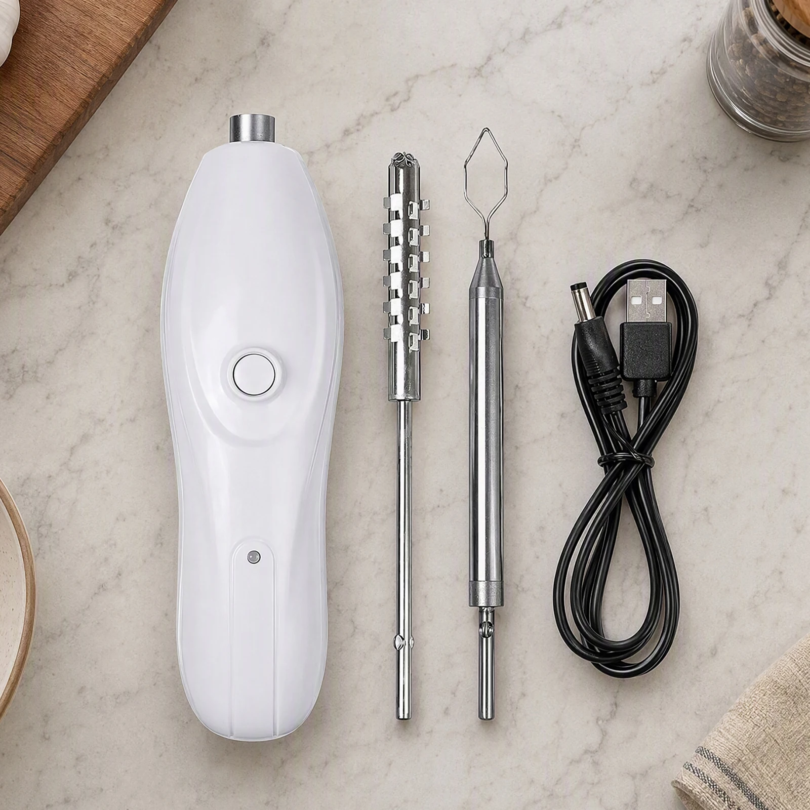 2-in-1 Electric Vegetable Corer Wireless Rechargeable Core Remover for Zucchini Cucumber Squash with Fish Scale Scraper