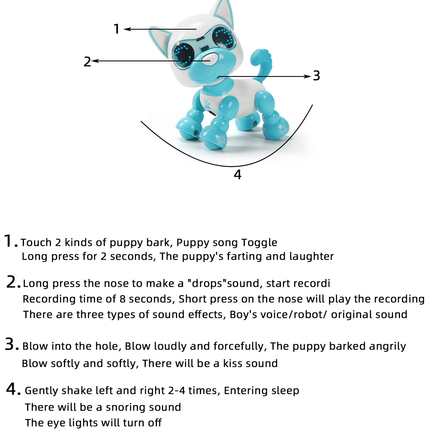 สุนัขหุ่นยนต์อัจฉริยะสำหรับเด็ก, การสัมผัสไฟฟ้าแบบเบาการเรียนรู้คำพูดสัตว์เลี้ยงอิเล็กทรอนิกส์ของเล่นการศึกษาปฐมวัย