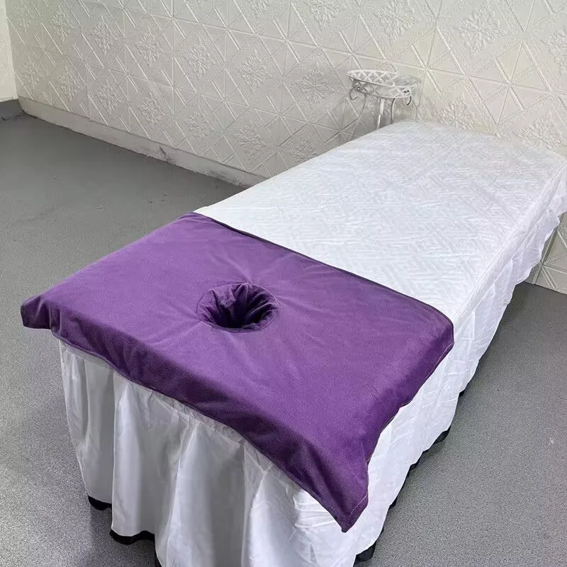 50*80cm Thickened Beauty SPA Massage Table Planking Face Towel with Hole Bed Bandana