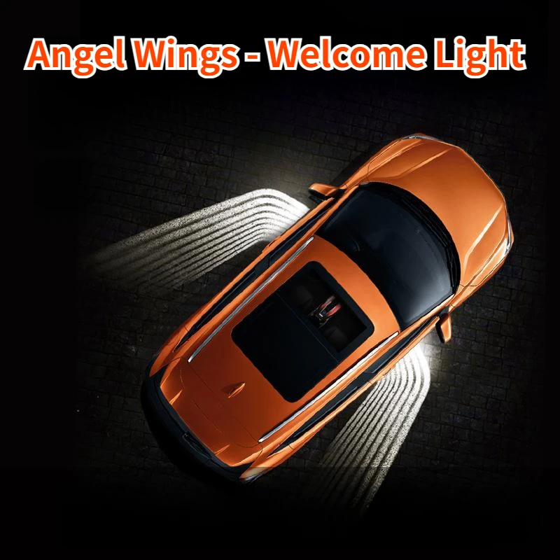 Car Acesssories Car LED Decorative Lights Night Running Angel Wings Car Carpet Welcome Projector Lights Accesorios