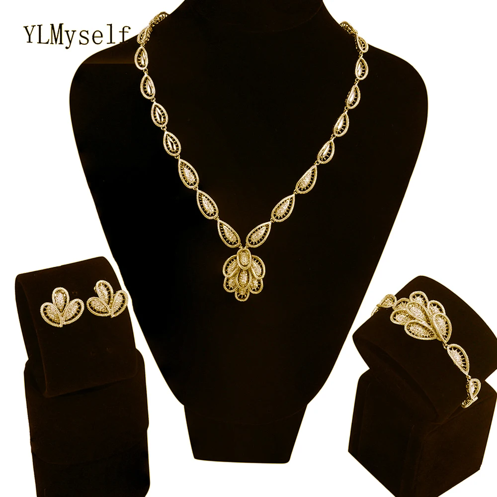 

Luxury wedding party jewellery sets white crystal Necklace+Bracelet+earrings big jewelry set for bridal